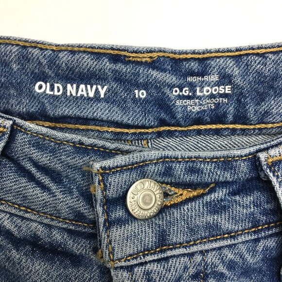 Old Navy Jeans OG Loose High Rise Distressed Stretch Size 10 length 31" - Picture 3 of 8